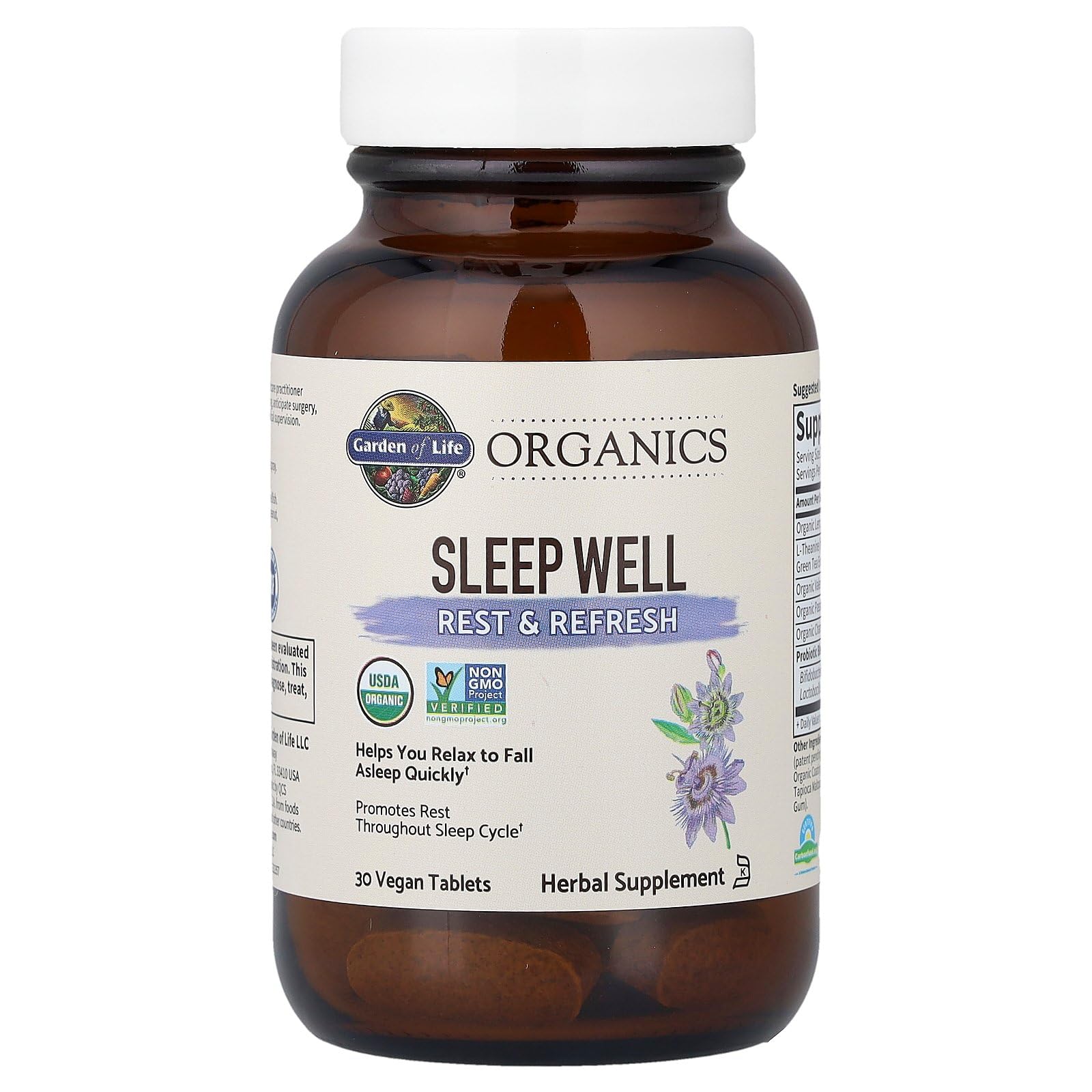 Garden of Life Sleep Well tablets out of the pack ready to take.