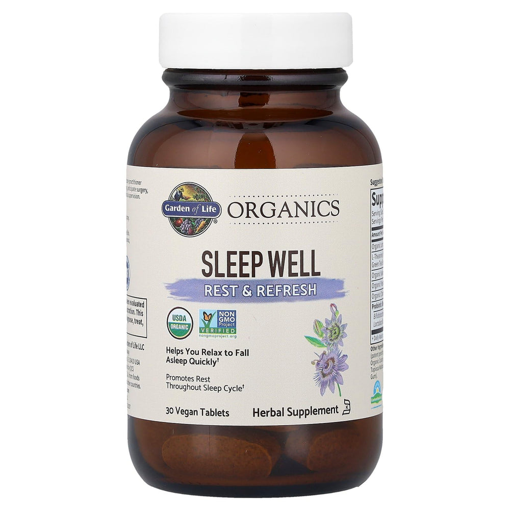 Garden of Life Sleep Well tablets out of the pack ready to take.