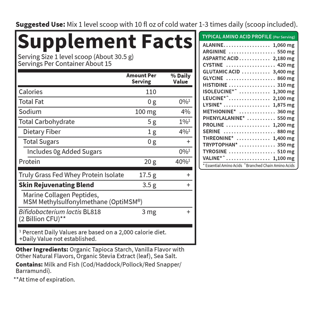 Garden of Life SPORT vanilla whey with MSM and marine collagen blend