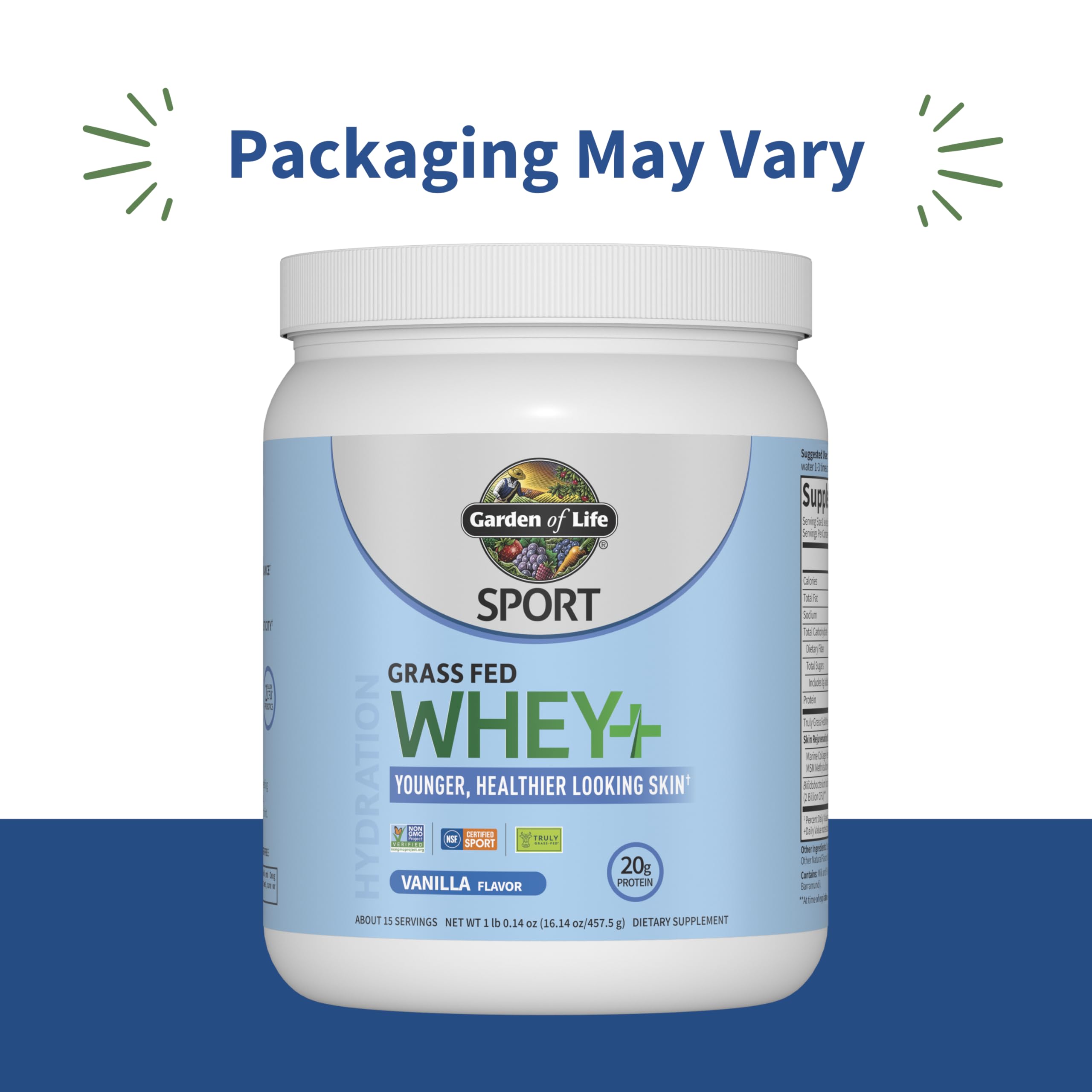 Garden of Life SPORT vanilla whey shake in glass showing creamy texture