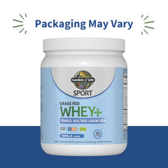 Garden of Life SPORT vanilla whey shake in glass showing creamy texture