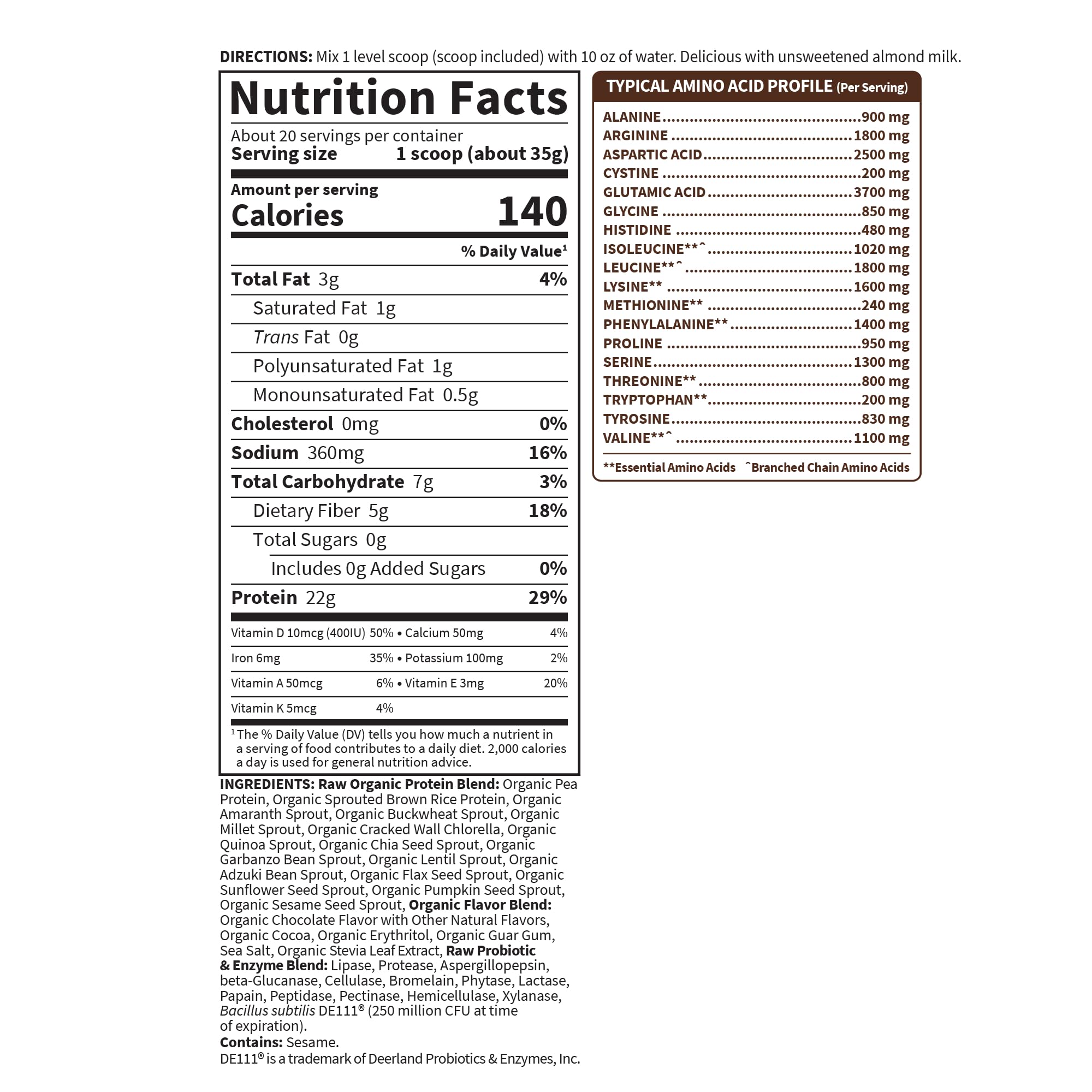 Garden of Life vegan certified label on container