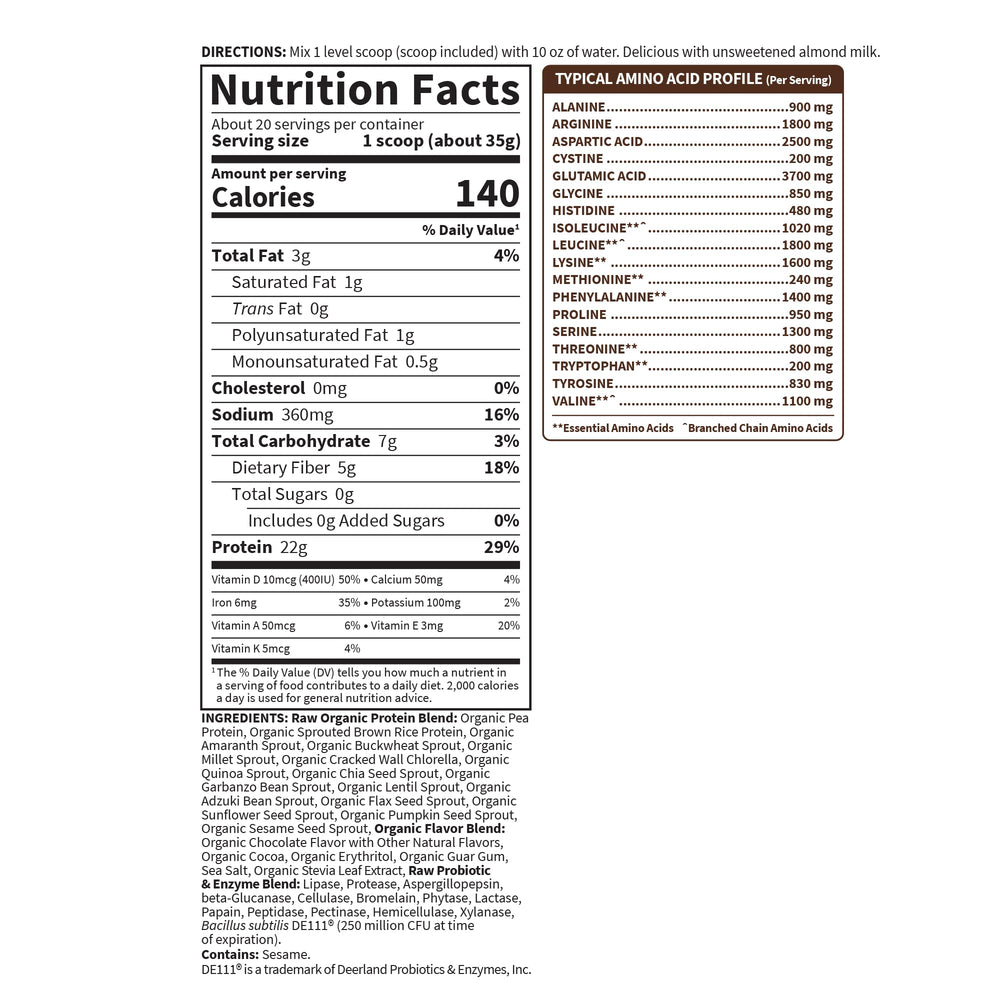 Garden of Life vegan certified label on container