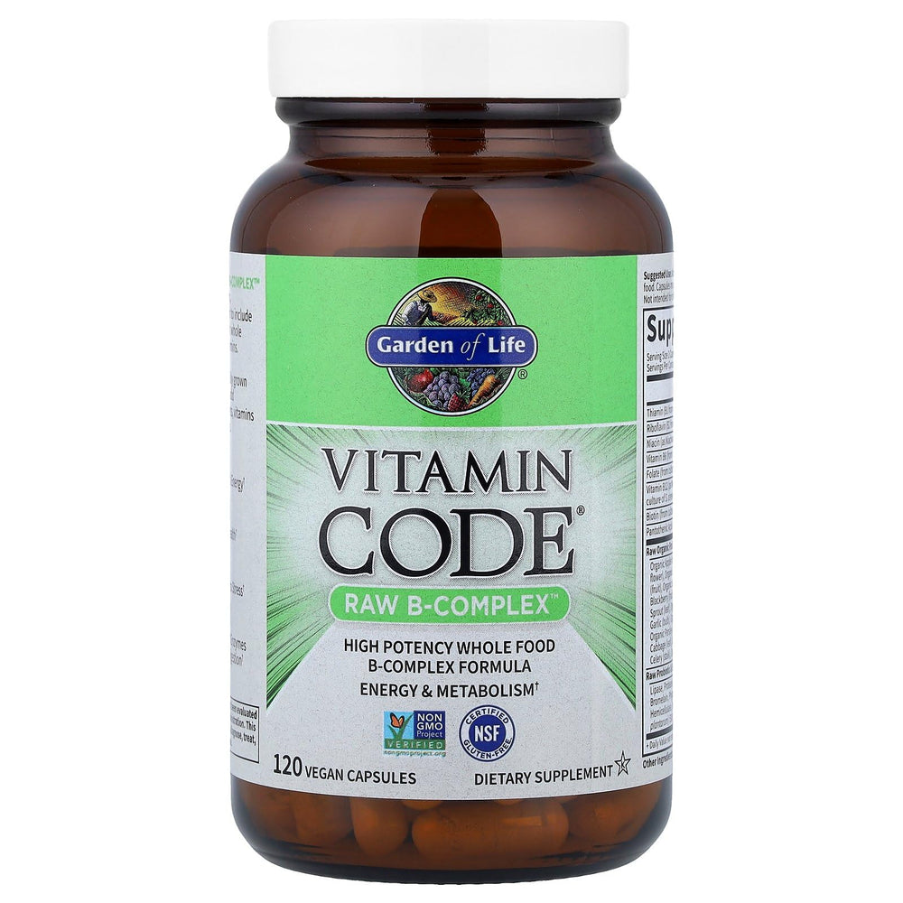 Garden of Life Vitamin B Complex capsules close-up showing vegan formula