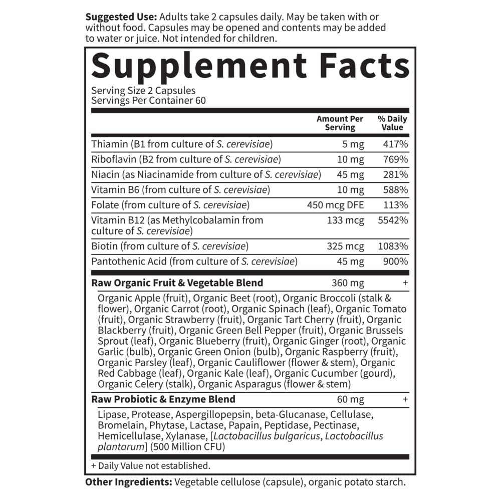 Garden of Life Vitamin B Complex packaging emphasizing non-GMO and gluten-free