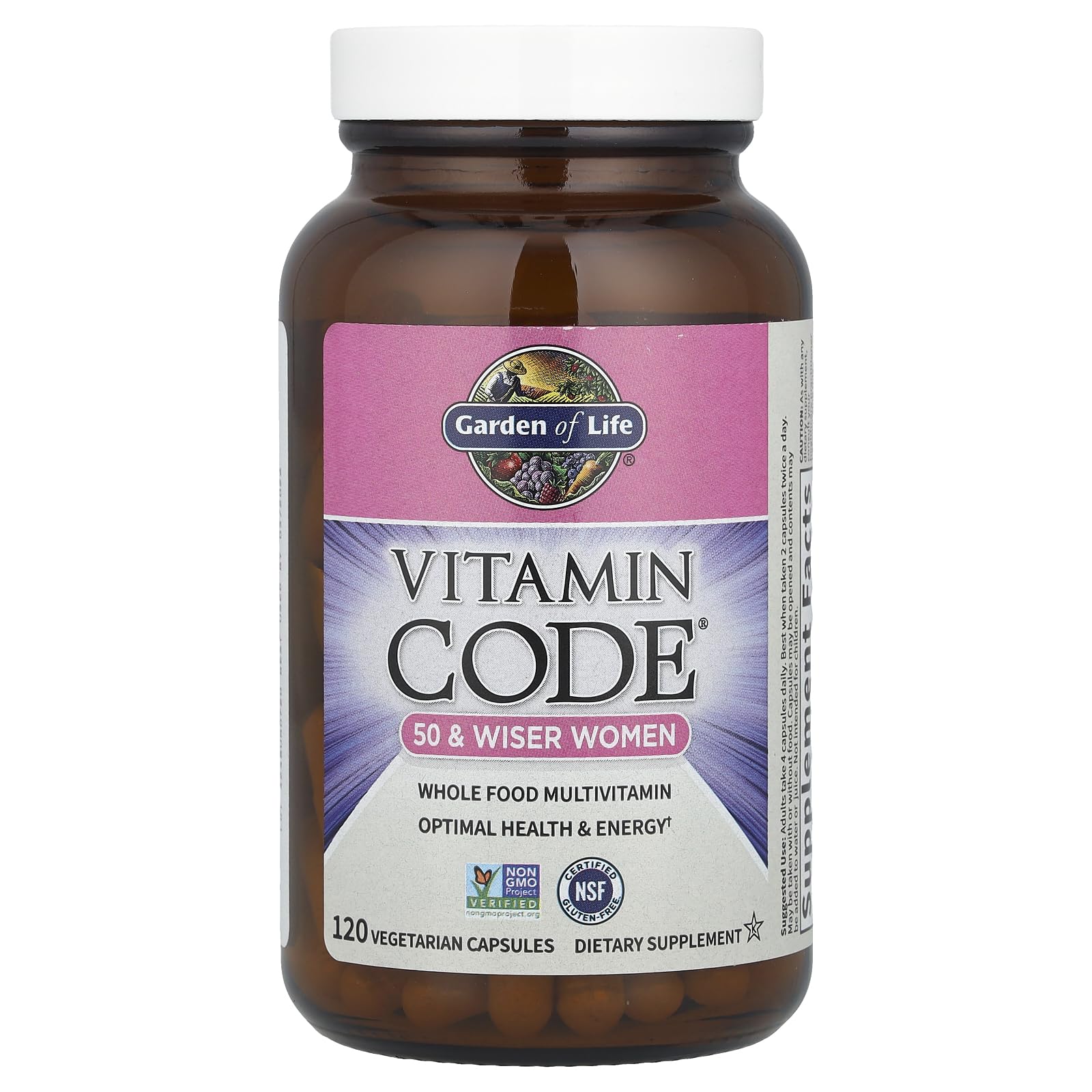 Garden of Life Vitamin Code 50 & Wiser Women capsules being poured for daily use