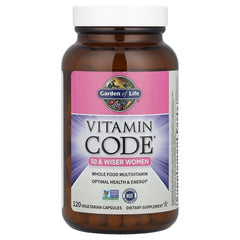Garden of Life Vitamin Code 50 & Wiser Women capsules being poured for daily use