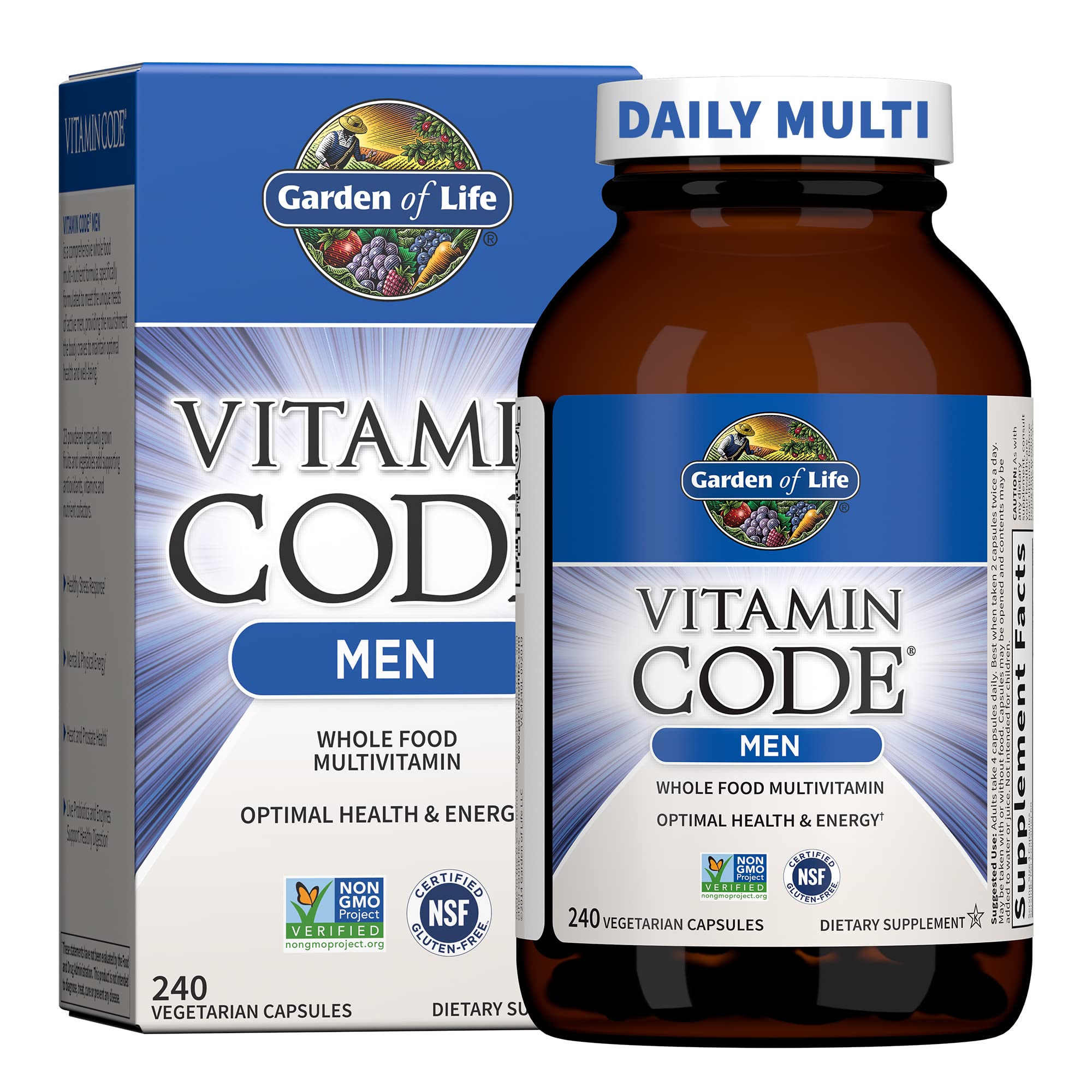 Garden of Life Vitamin Code Men bottle — convenient daily multivitamin for active men.