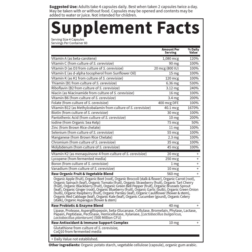 Garden of Life Vitamin Code Men raw-fruits-vegetables — organic blend for nutrient cofactors.