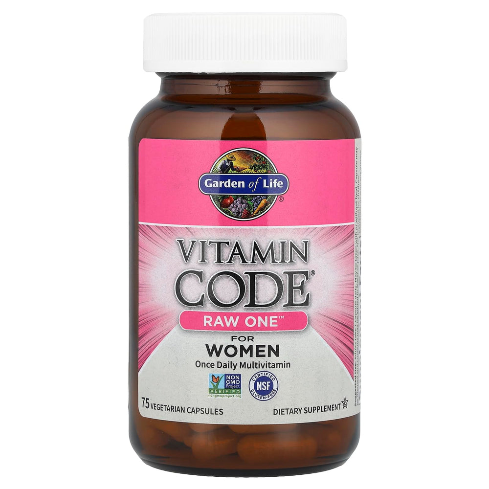 Certifications on Garden of Life Vitamin Code Raw One for Women label: non-GMO, gluten-free, kosher.