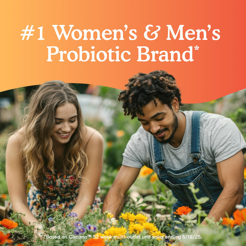 Garden of Life women and men digestive support pack on shelf, ready for daily use