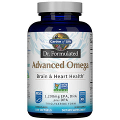 Garden of Life Advanced Omega bottle with lemon label supports heart and brain health.