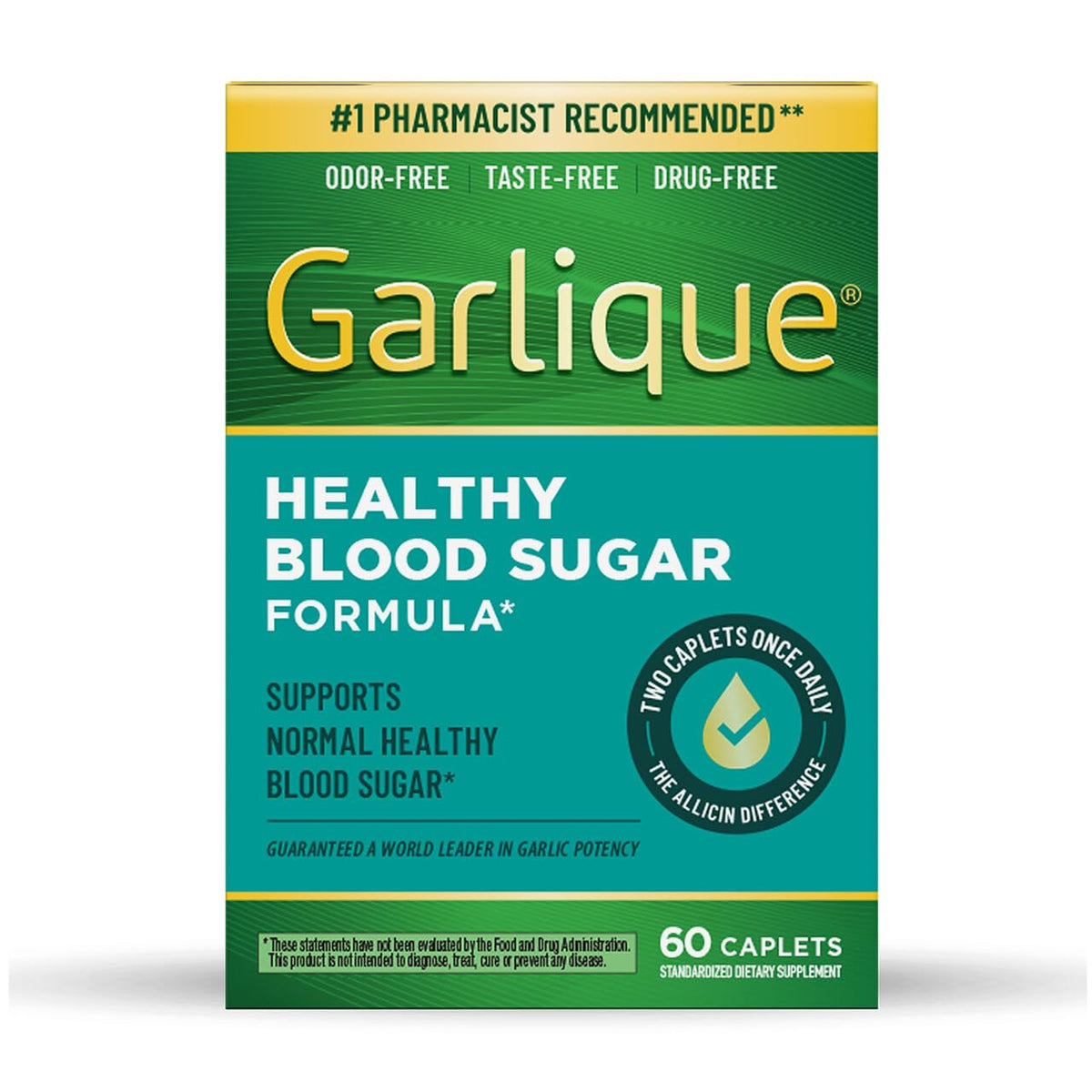 Garlique odorless caplets in bottle for easy daily use and discreet support.