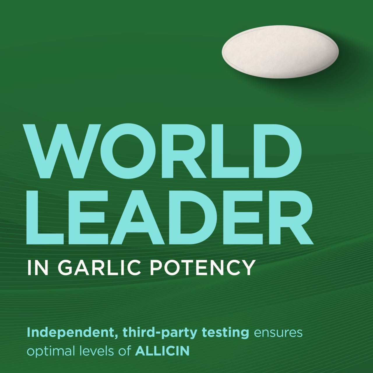 Two Garlique caplets daily dosing shown on packaging guide.