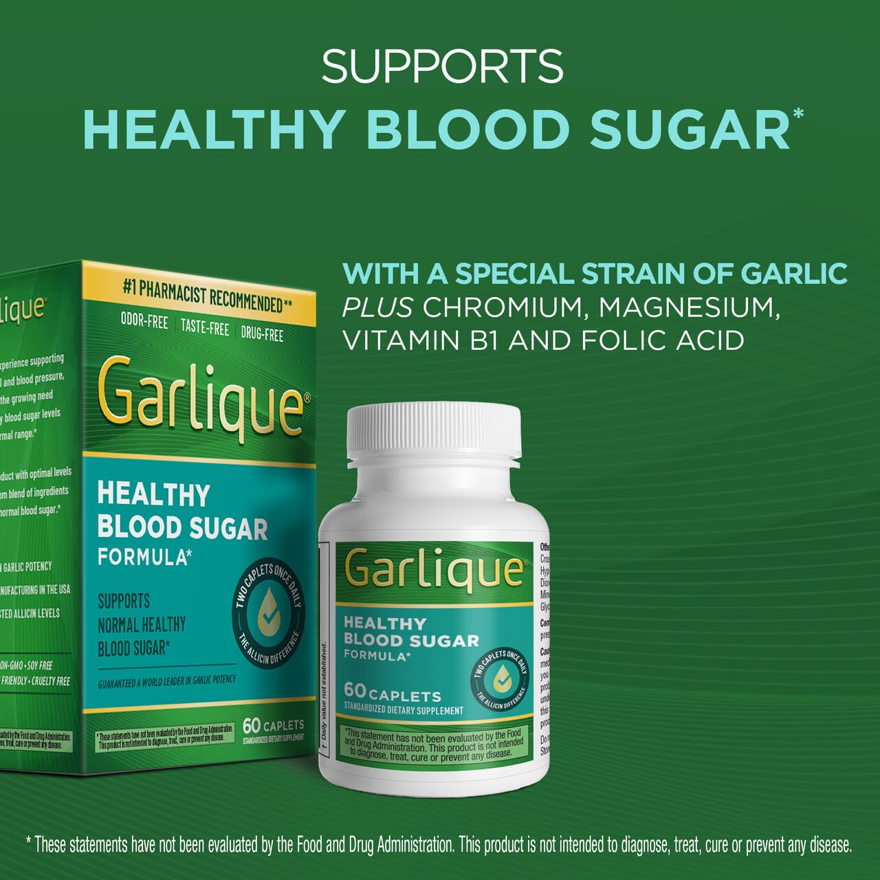 Garlique enteric coated caplets designed for slow release and better absorption.
