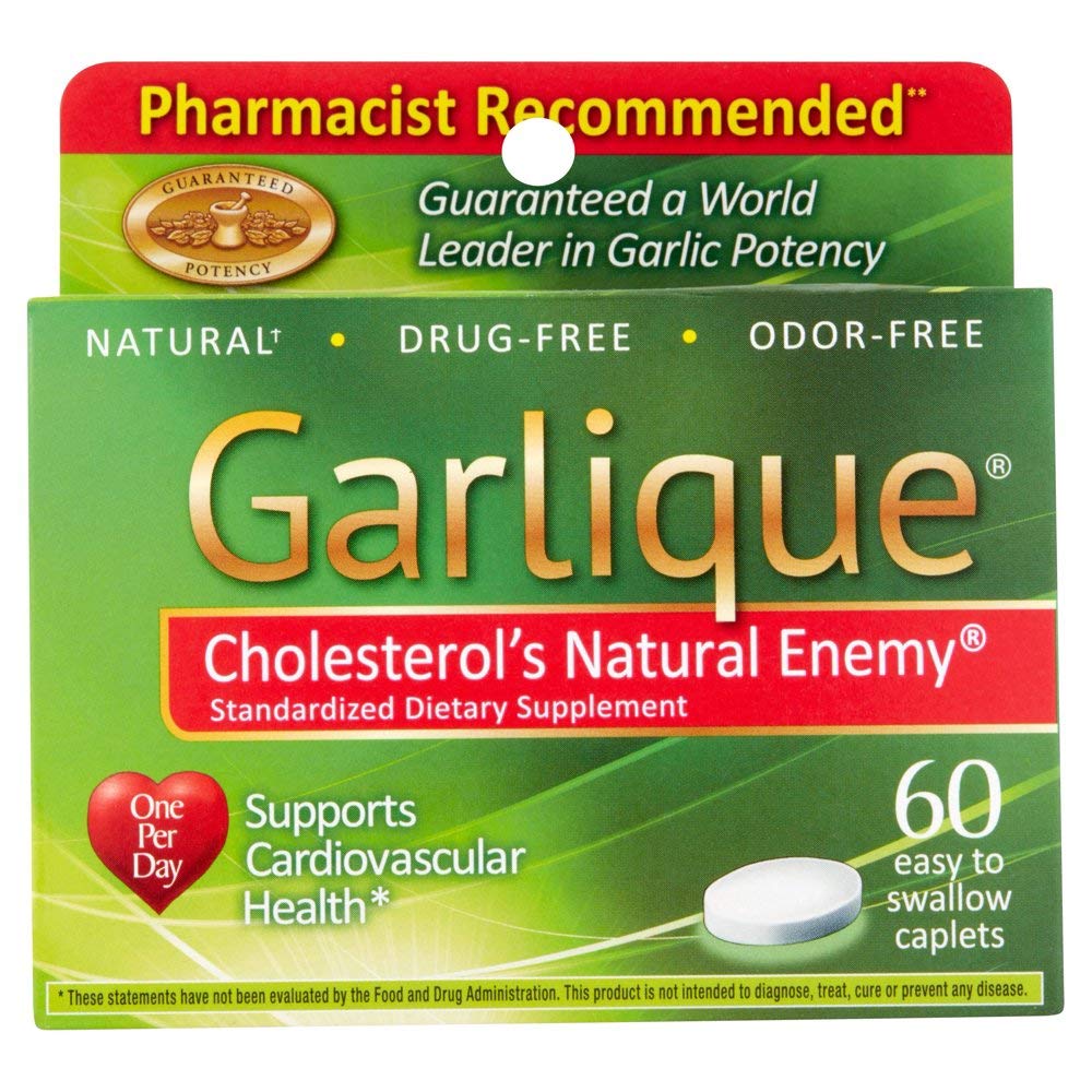 Garlique healthy cholesterol formula enteric caplets with allicin 5000 mcg for heart health