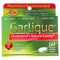 Garlique healthy cholesterol formula enteric caplets with allicin 5000 mcg for heart health