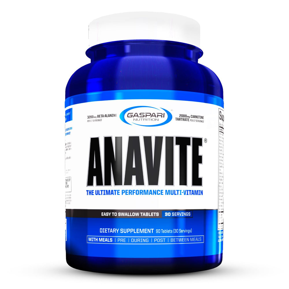 Gaspari Anavite bottle-front showcases a complete sports multi-vitamin for active adults.
