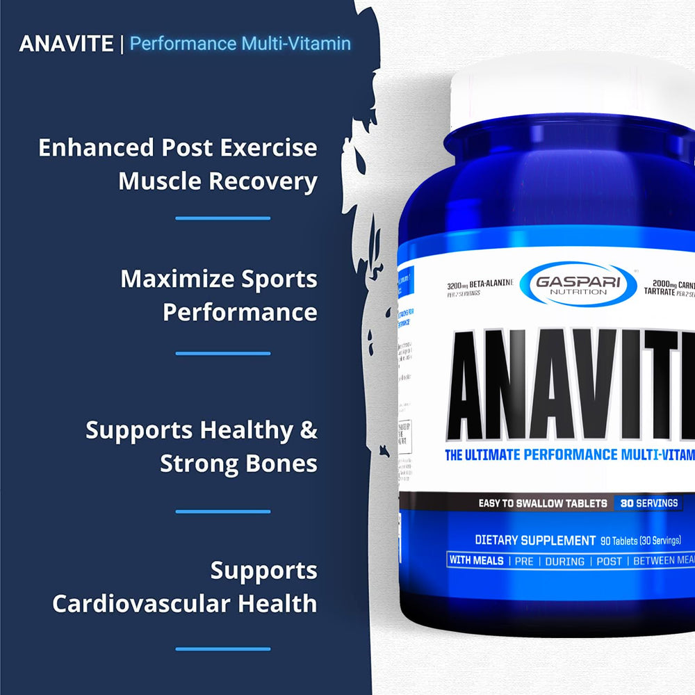 Gaspari Anavite bottle-pour illustrating convenient daily dosage during workouts.