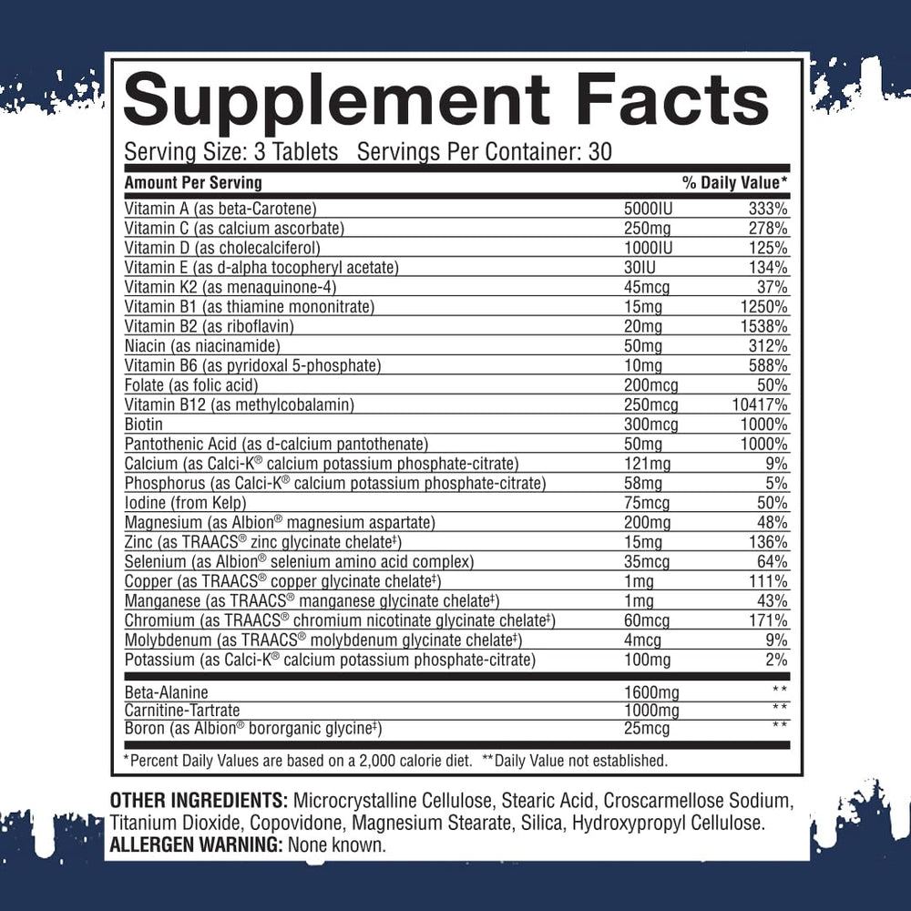 Gaspari Anavite capsules-closeup highlighting amino acids and beta-alanine for recovery support.