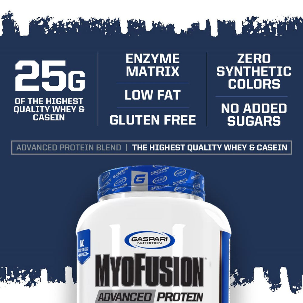 Gaspari Nutrition Myofusion Advanced Protein vanilla close up highlights creamy consistency