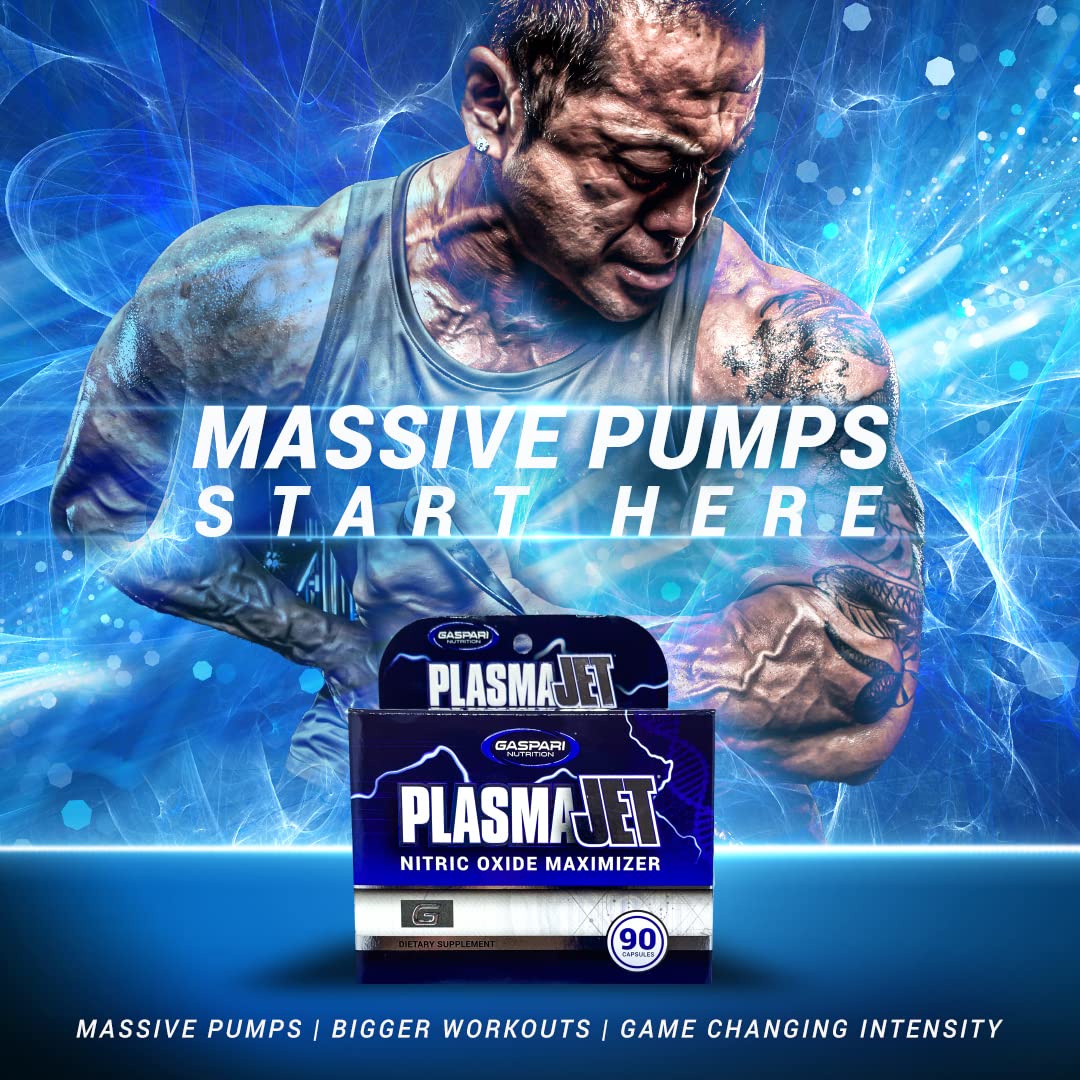 Gaspari Plasmajet serving scoop beside the bottle for daily use.