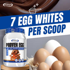 Gaspari Nutrition Proven Egg close-up scoop reveals fine powder texture and purity.