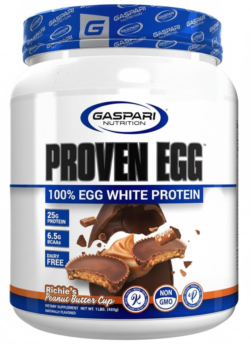 Gaspari Proven Egg bottle displaying dairy-free egg white protein for clean daily fueling
