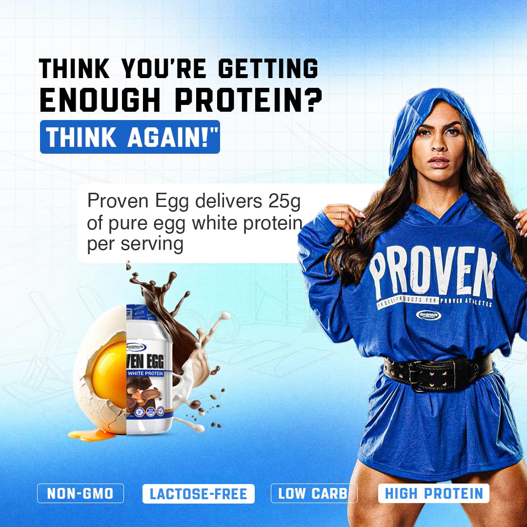 Gaspari Proven Egg pouring bottle captures smooth, mixable powder in liquid.