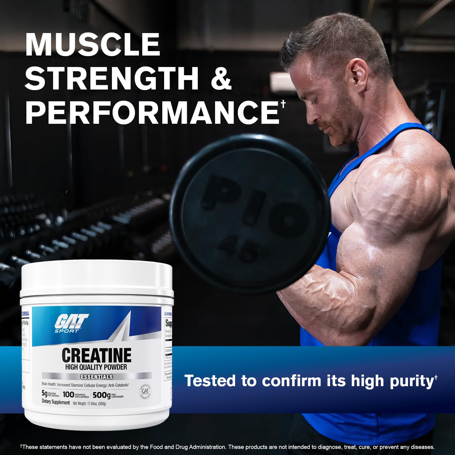 GAT Sport Creatine Monohydrate bottle with 100 servings.