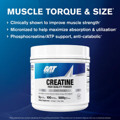 GAT Sport Creatine Monohydrate micronized powder for faster absorption.
