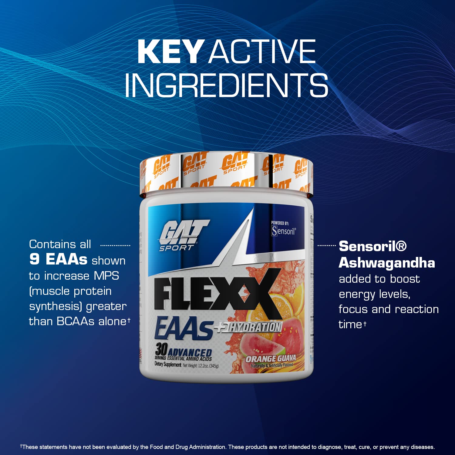 GAT SPORT Flexx EAAs travel pack suggests convenient on-the-go hydration.