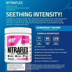 Glass with Nitraflex ready to mix for a watermelon flavored workout session.