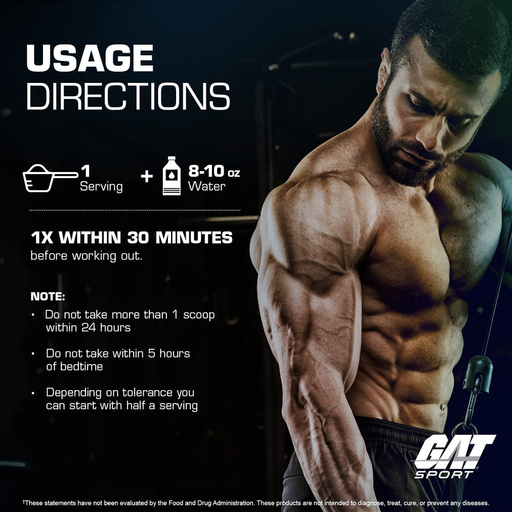 GAT SPORT Nitraflex green apple packaging on display.
