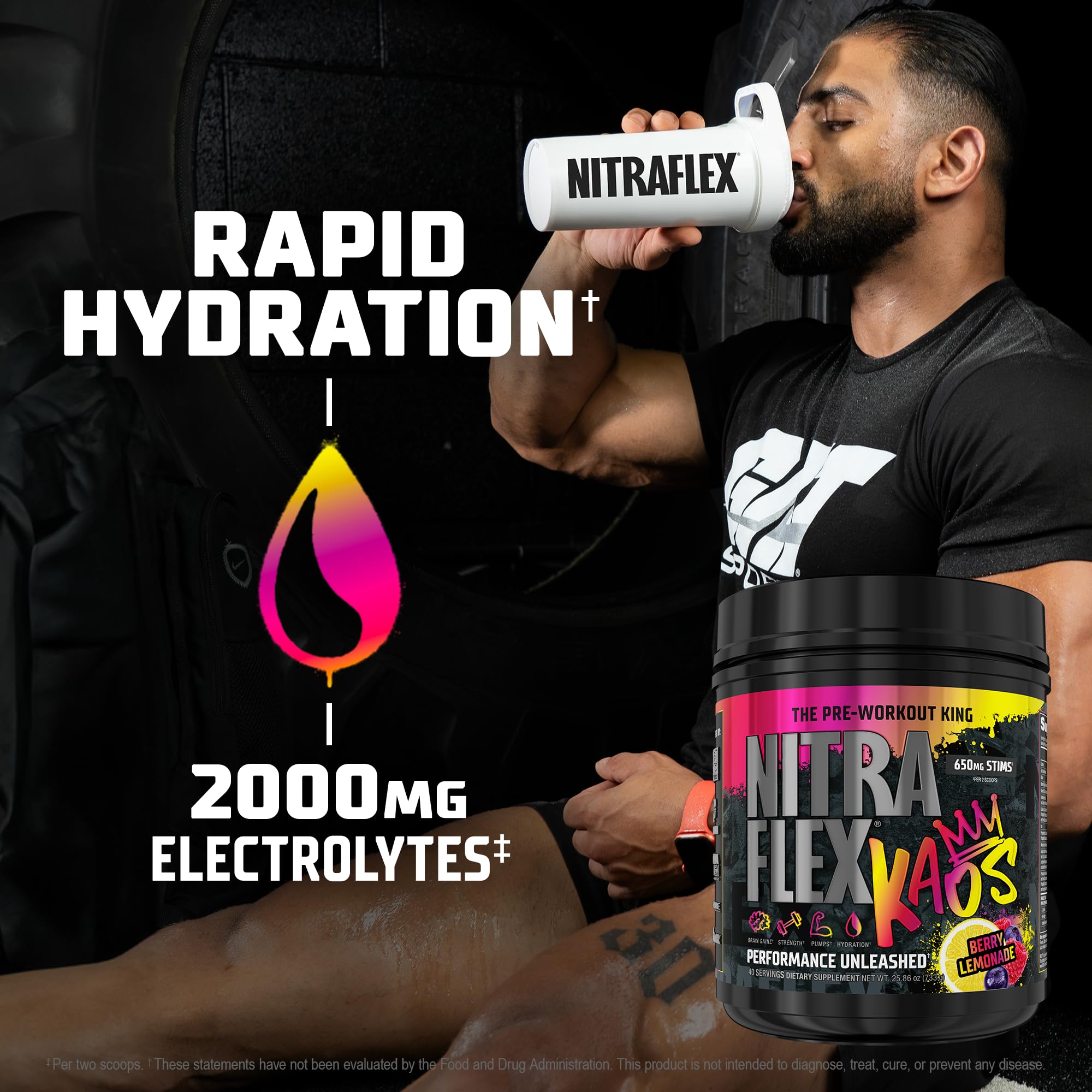 GAT SPORT Nitraflex KAOS White Cherry Lime color splash evokes energy and refreshment