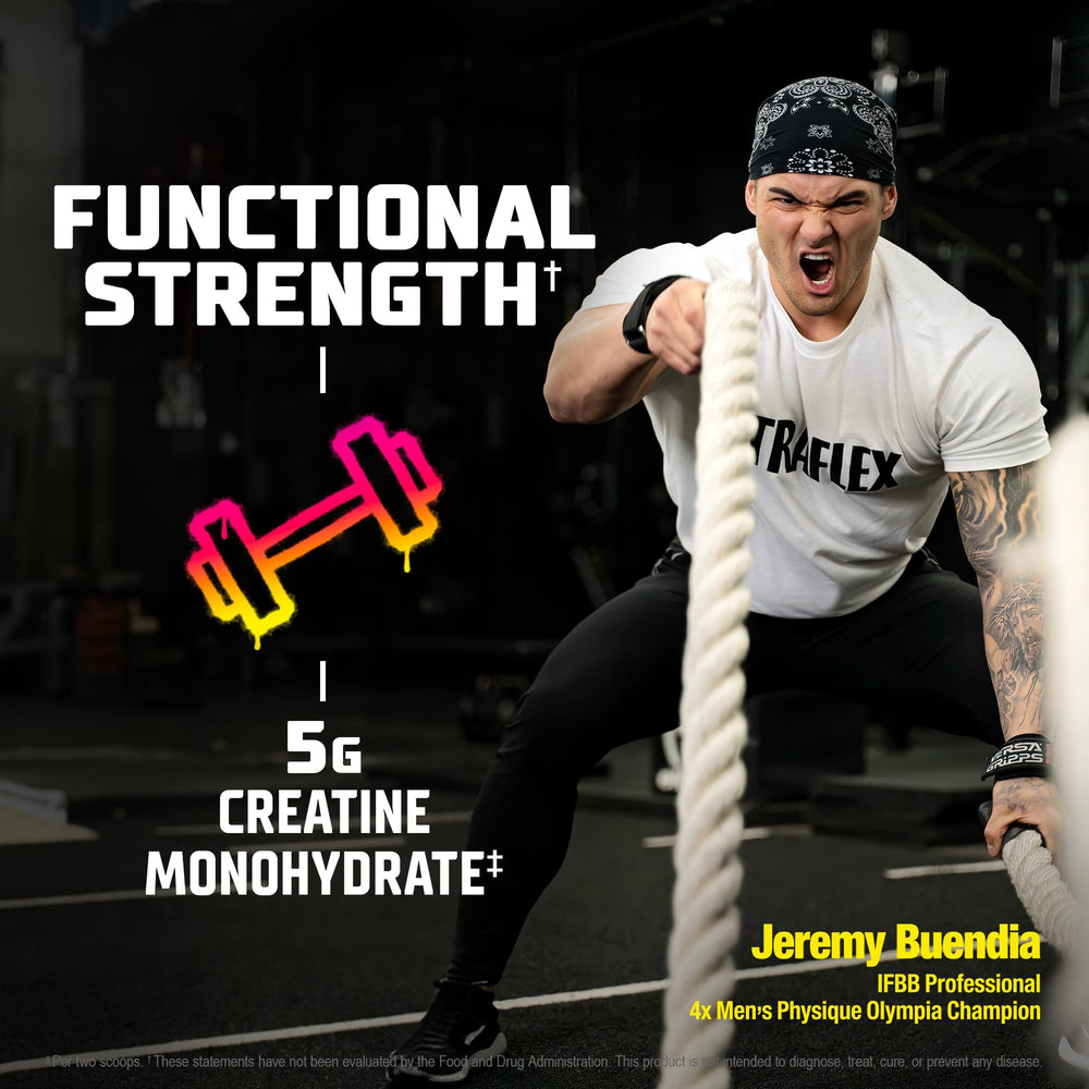 GAT SPORT Nitraflex KAOS White Cherry Lime preworkout setup demonstrates easy mix and on-demand energy