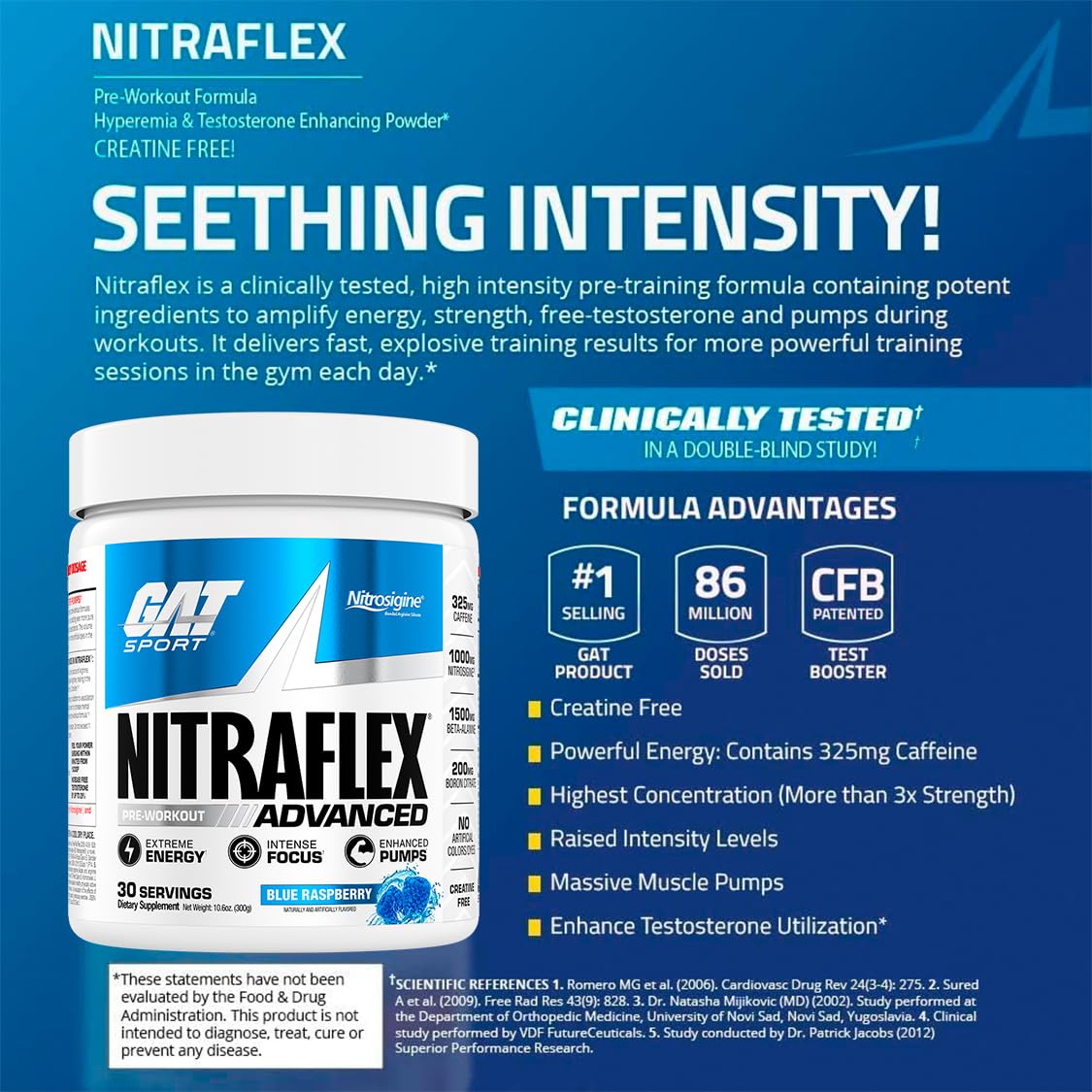Close-up of Nitraflex Nitrosigine arginine blend used in the formula.