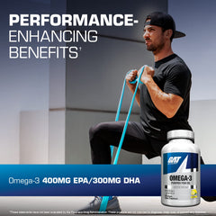 Close-up of GAT SPORT Omega-3 softgels for easy daily intake.