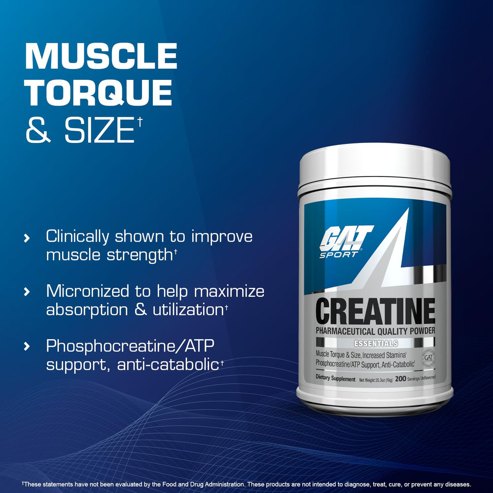 GAT SPORT Creatine in shaker, ideal for pre- or post-workout.