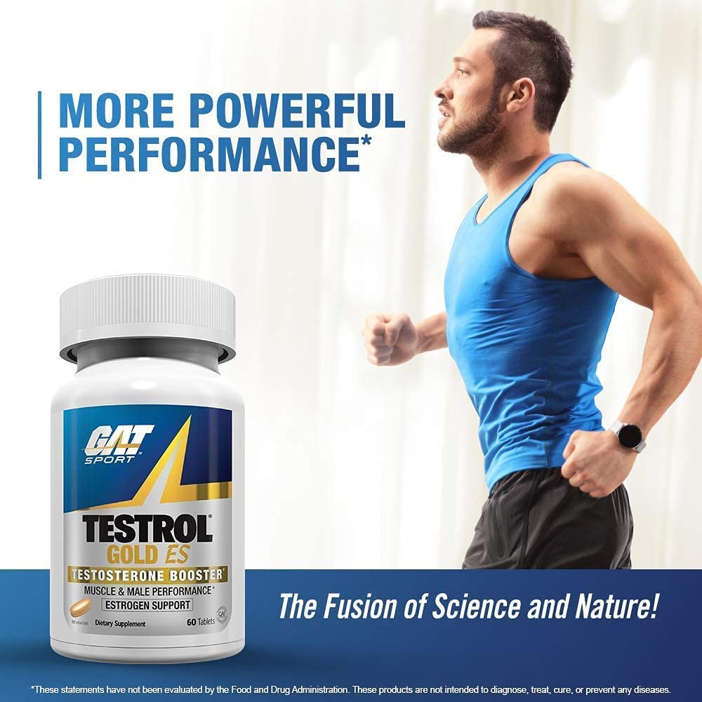 GAT SPORT Testrol Gold ES capsules in hand.