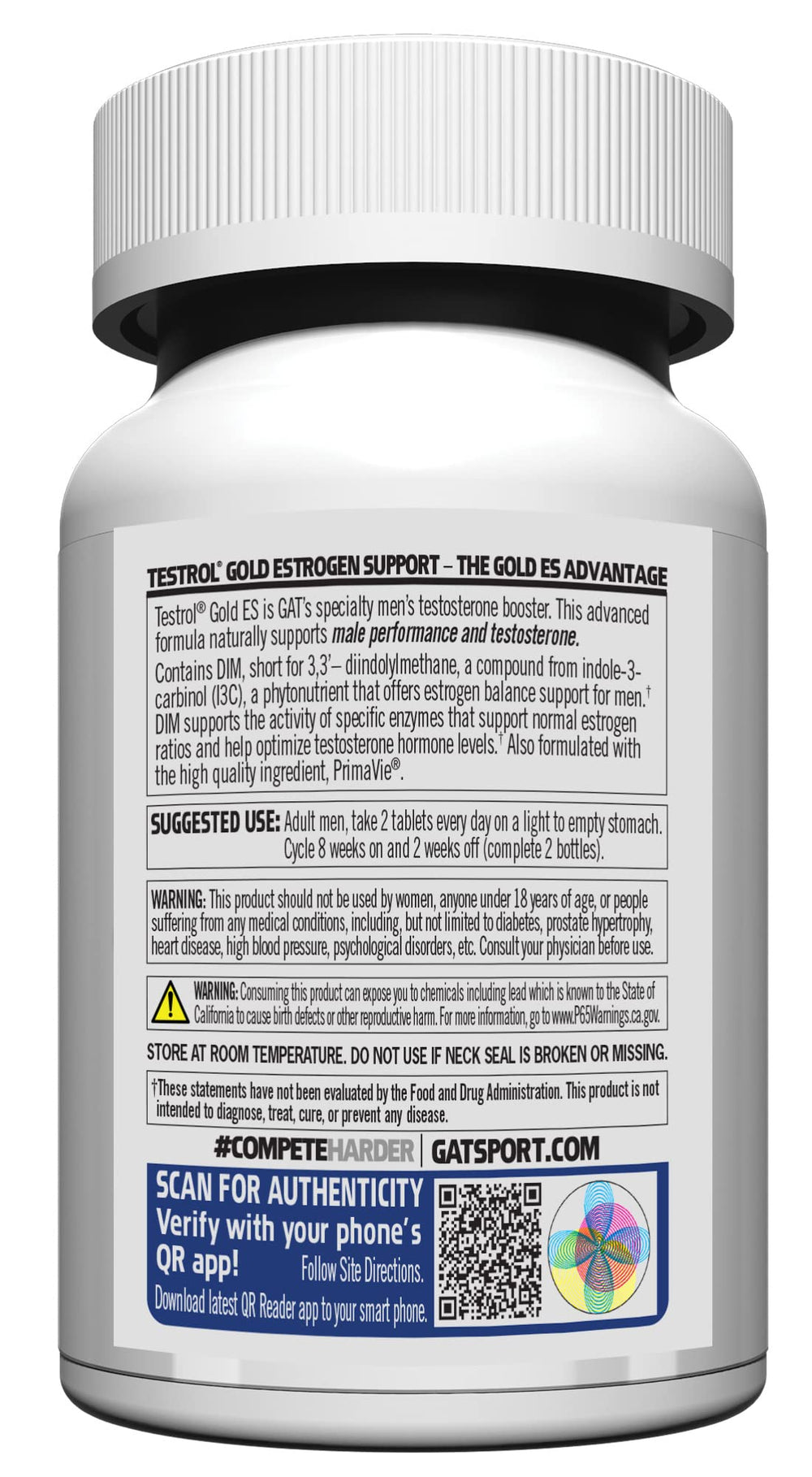 GAT SPORT Testrol Gold ES label detail highlighting ingredients.