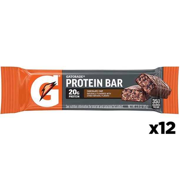 Pack of Gatorade Whey Protein Recover Bars chocolate chip in gym bag, ideal for recovery fueling