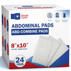 Gauze Care Abd Combine Pad 8x10 sterile and highly absorbent for wound protection.
