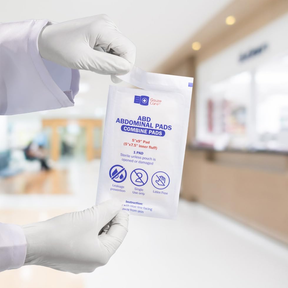 GauzeCare ABD pad individually wrapped for sterile hygiene and convenience.