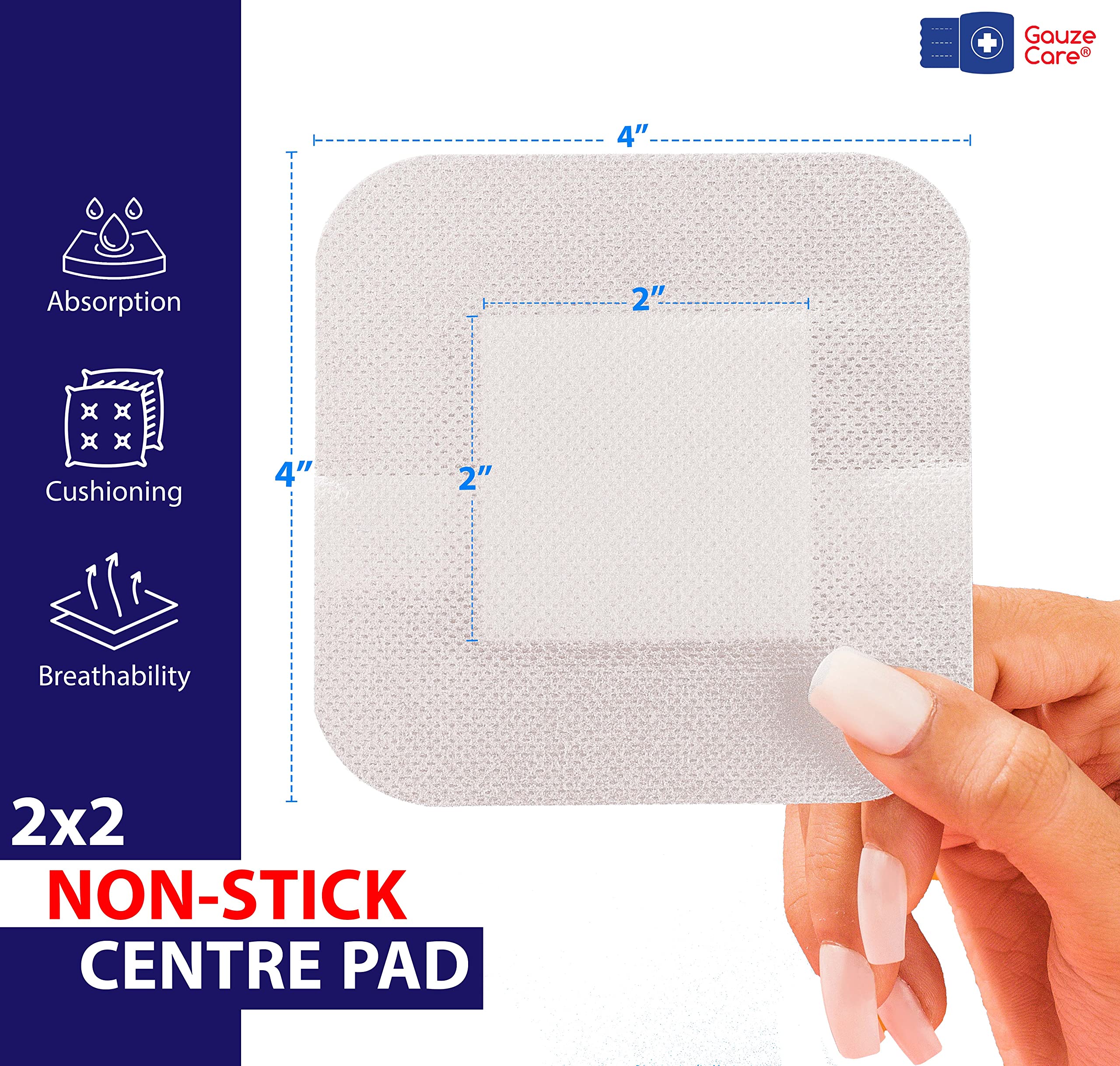 Gauze Care bordes acrilicos adhesivo 4x4 para fijacion suave