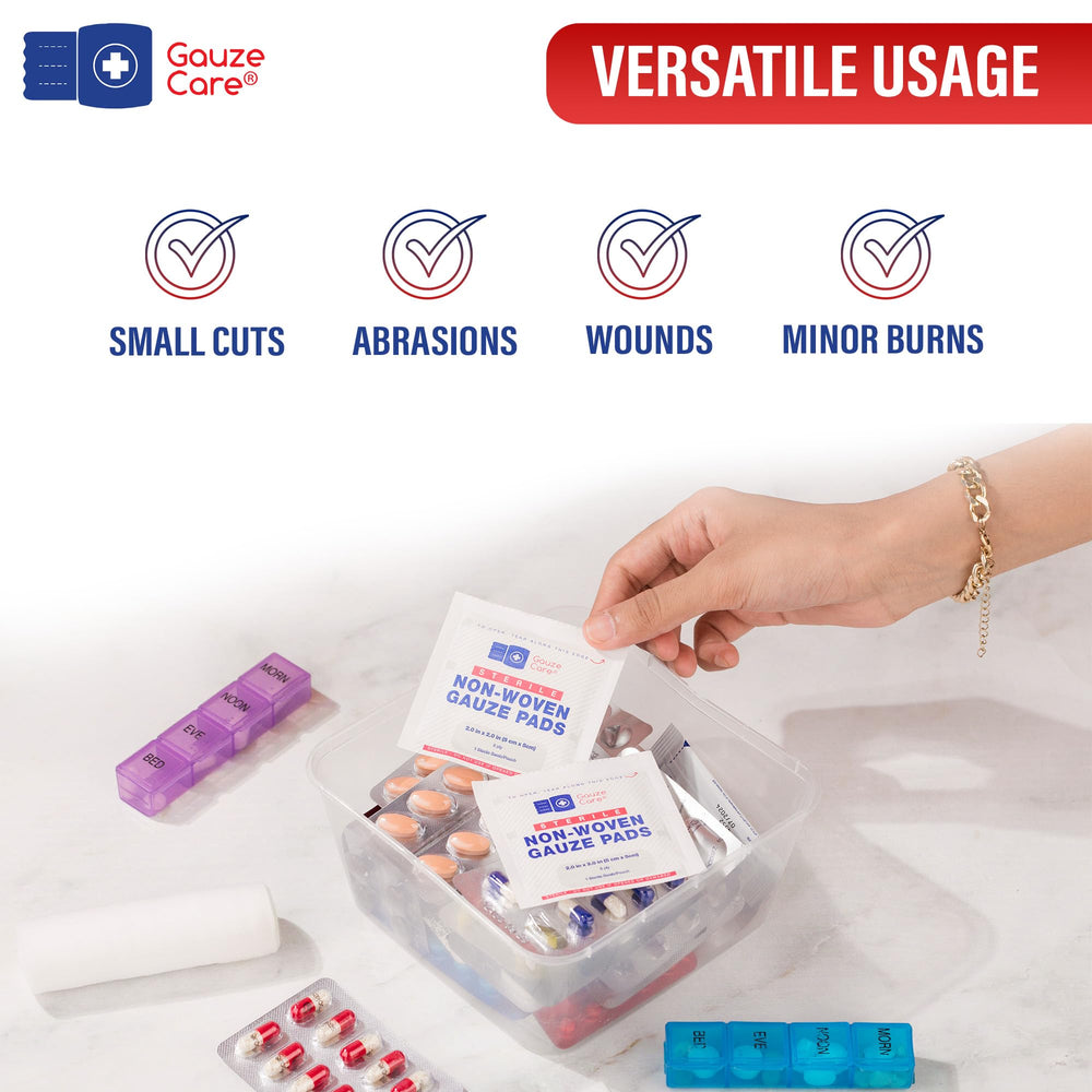 Gauze Care gasa esterilizada embalada individualmente para mayor higiene.