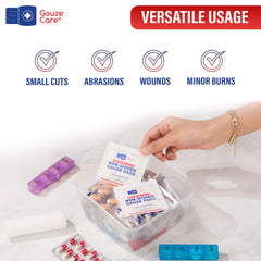 Gauze Care gasa esterilizada embalada individualmente para mayor higiene.