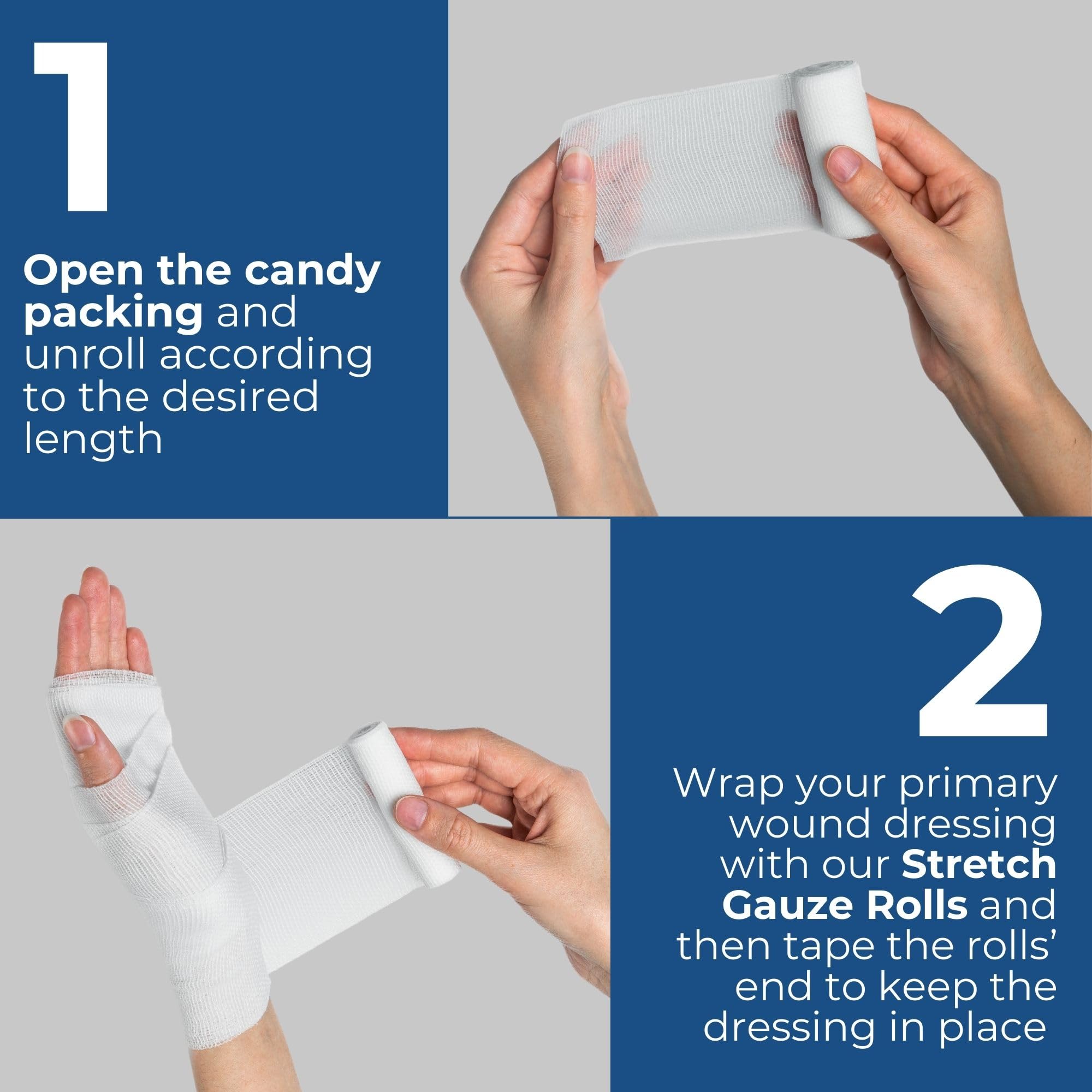 Gauze Care individually packed rolls ensuring hygienic storage