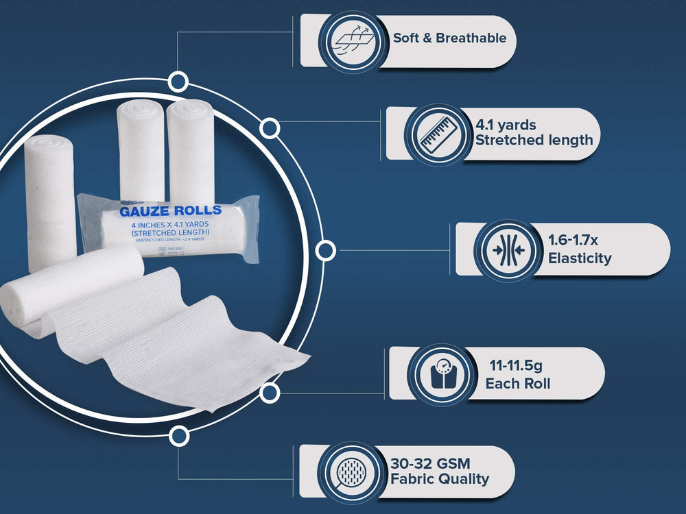Gauze Care latex-free bandage roll—gentle on skin during wrapping.