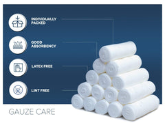 Gauze Care lint-free roll—conforms to joints with smooth, clean wrapping.
